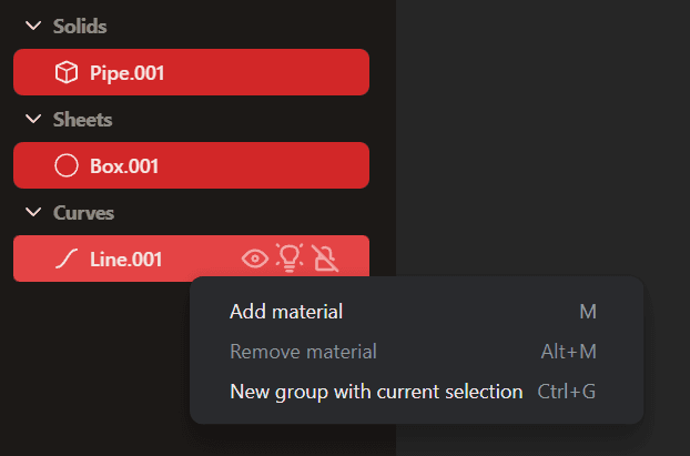 Outliner group right click option